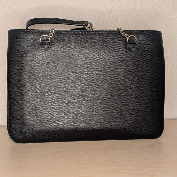 DKNY Black Leather Charm Tote with Gold Accents - Picture 6 of 16